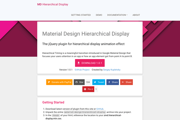 Material Design Hierarchical Displayサイトイメージ
