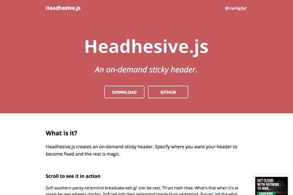 Headhesive.jsサイトイメージ