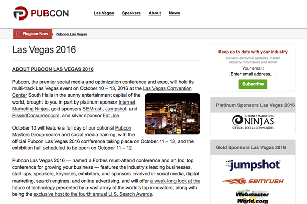 「PubCon - Las Vegas 2016」記事イメージ